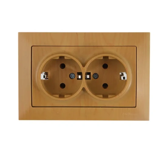 Контакт шуко двоен 16А дъб Candela Mutlusan.png